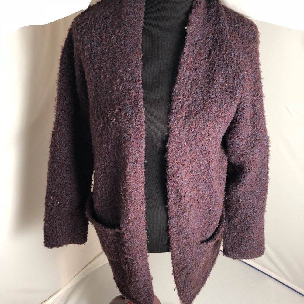 Matty M thick cozy multicolor purple blue brown cardigan
